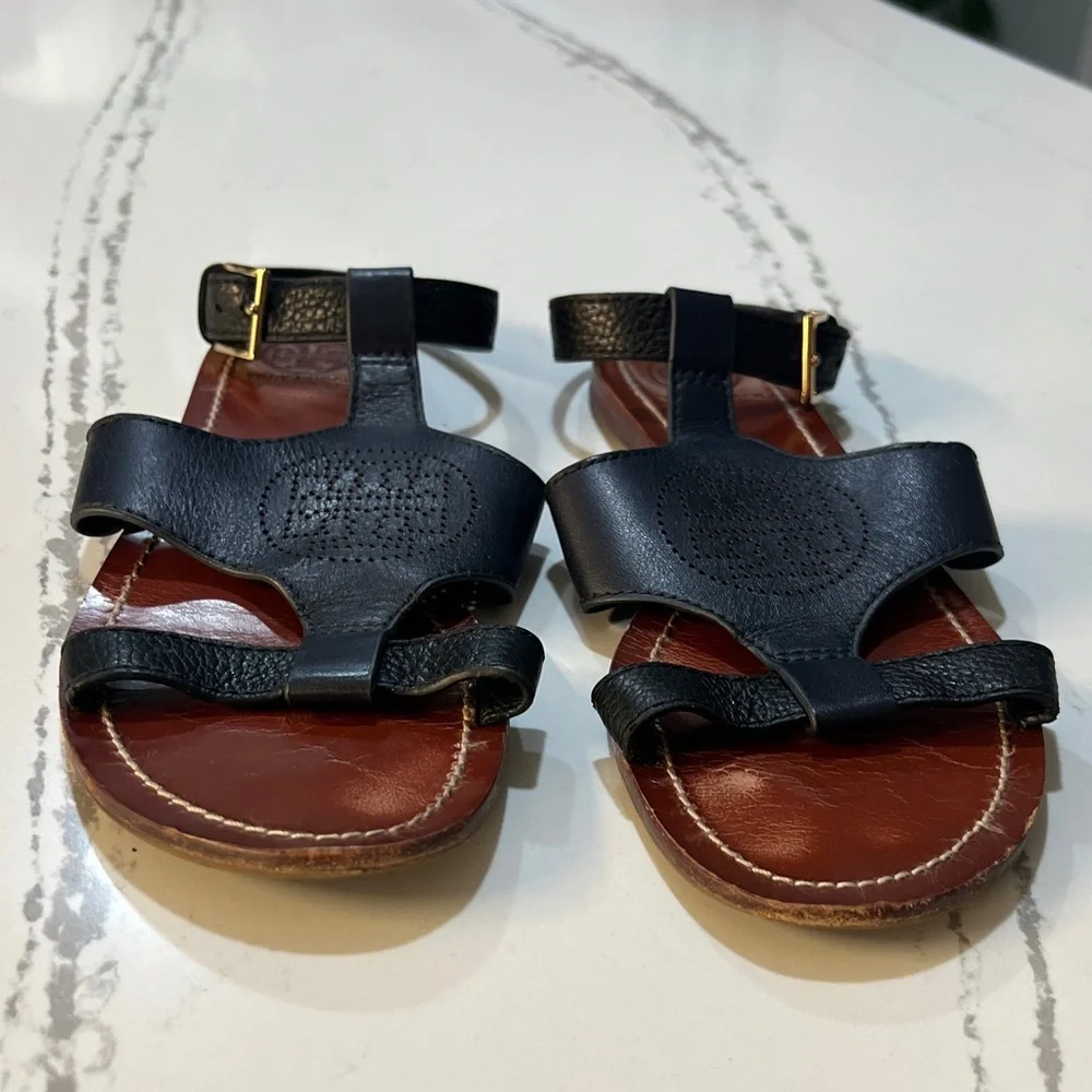 Tory Burch Black Leather Sandals size 7.5M